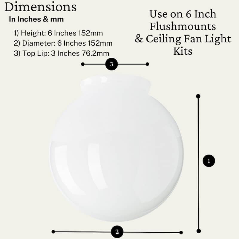 White Opal Ceiling Fan Light Fixture Glass Globe