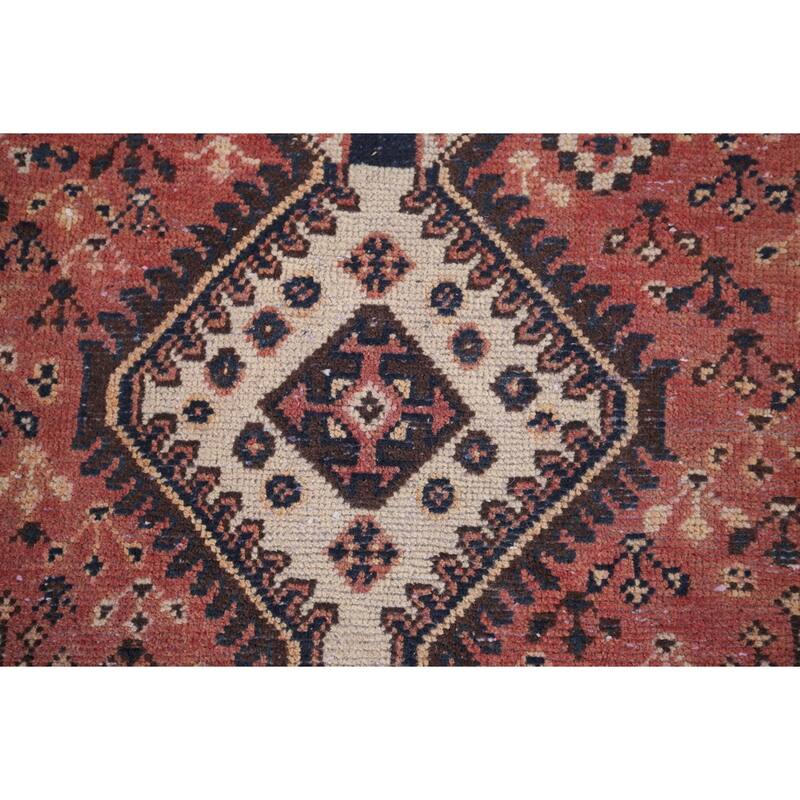 Distressed Bakhtiari Vintage Persian Runner Rug Handmade Wool Carpet - 3'7" x 9'9"
