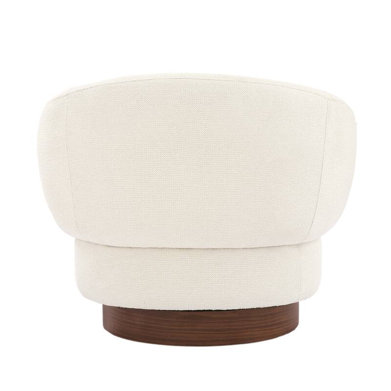 Set of 2 Chenille Upholstered Swivel Barrel Accent Chair with Solid Wood Base for Living Room