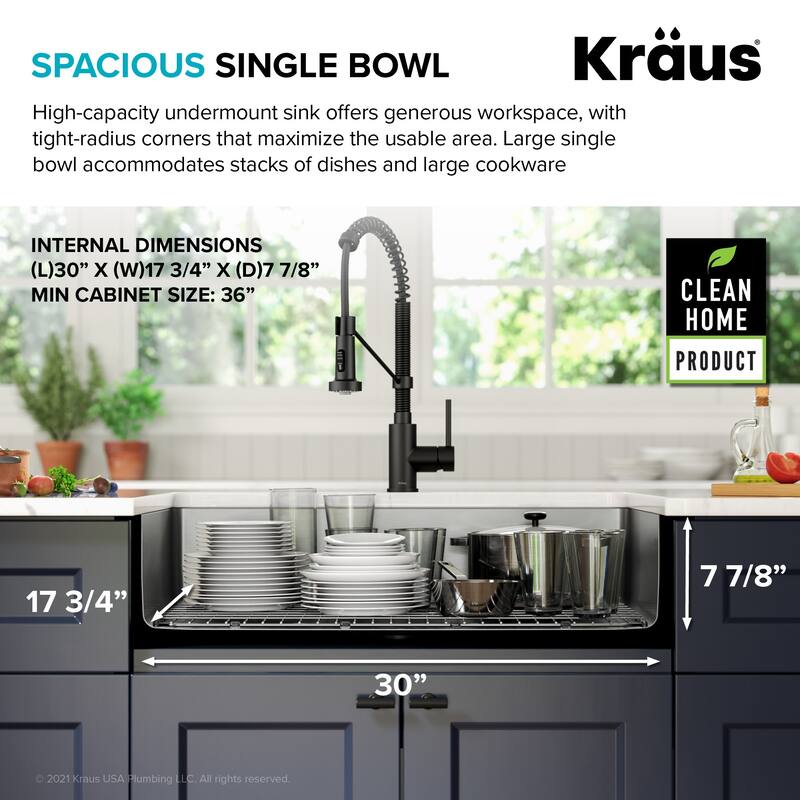 Kraus Dex 32" Undermount Single Basin 16 Gauge Stainless Steel Kitchen