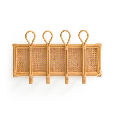 Malu Rattan 4-Hook Coat Rack