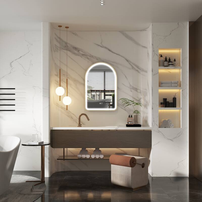 24/28''W X 36''H Wall Mounted Bathroom Framed LED Mirror With Memory Function,Anti-fog,Dimmable