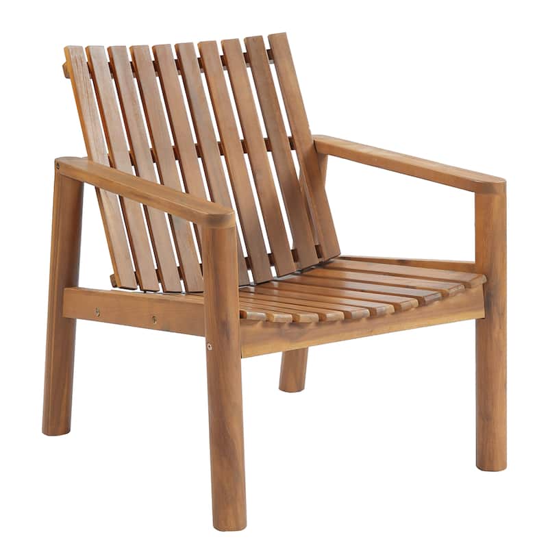 Christopher Knight Home - Solid Acacia Wood Outdoor Lounge Chair with Arms and Slatted Back