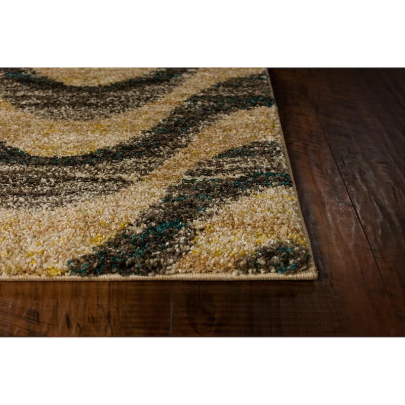 Domani Catalonia Modern Grey/Sand Geometric Wave Area Rug