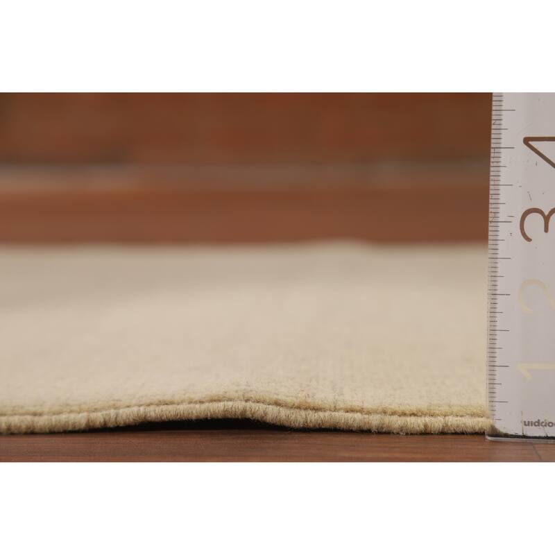 Modern Solid Gabbeh Foyer Rug Hand-Knotted Wool Carpet - 3'1"x 4'10"