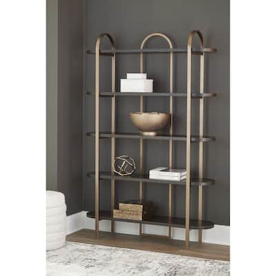 Signature Design by Ashley Brentmour Brown/Gold Bookcase - 47.81" W x 12" D x 72" H