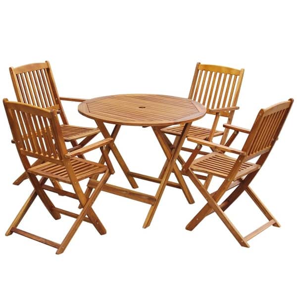 Vidaxl Outdoor Dining Set 5 Piece Solid Eucalyptus Wood Garden Patio Furniture Overstock 27316217
