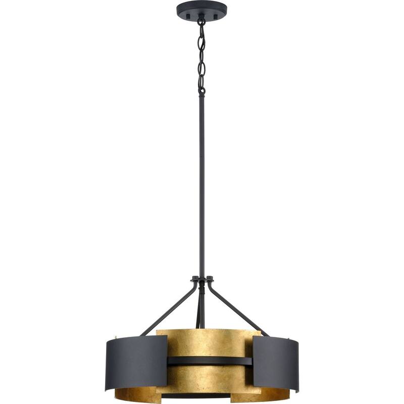 Lowery Collection 3-Light Black Distressed Gold Luxe Semi-Flush Mount Convertible Ceiling Light - 19 in x 19 in x 15.37 in