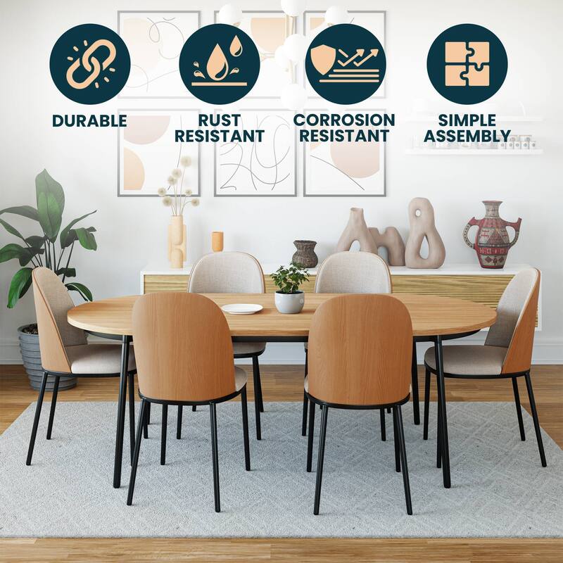 Dining Chair with Upholstered Seat Side Chair with MDF Wood Frame in Steel Set of 4
