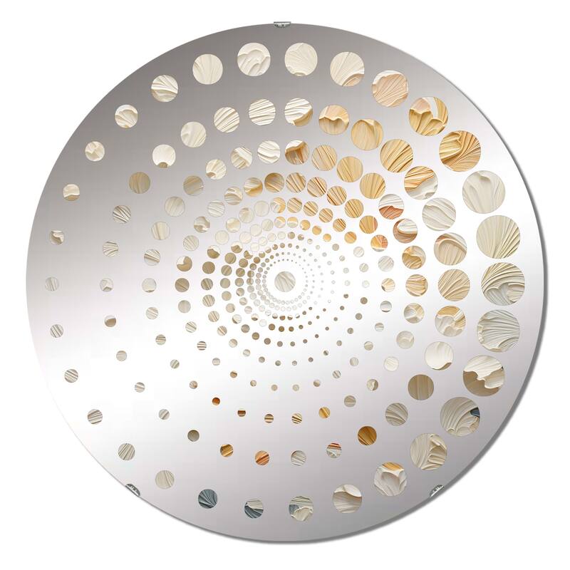 Designart "Modern Golden Beige Plam Tree" - Coastal Coastal Tropical Spiral Circle Wall Mirror