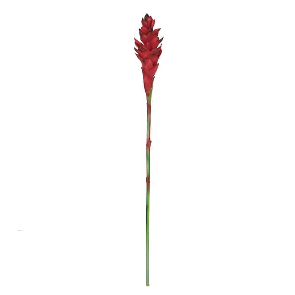 Set of 3 Real Touch Red Artificial Ginger Flower Stem Tropical Spray