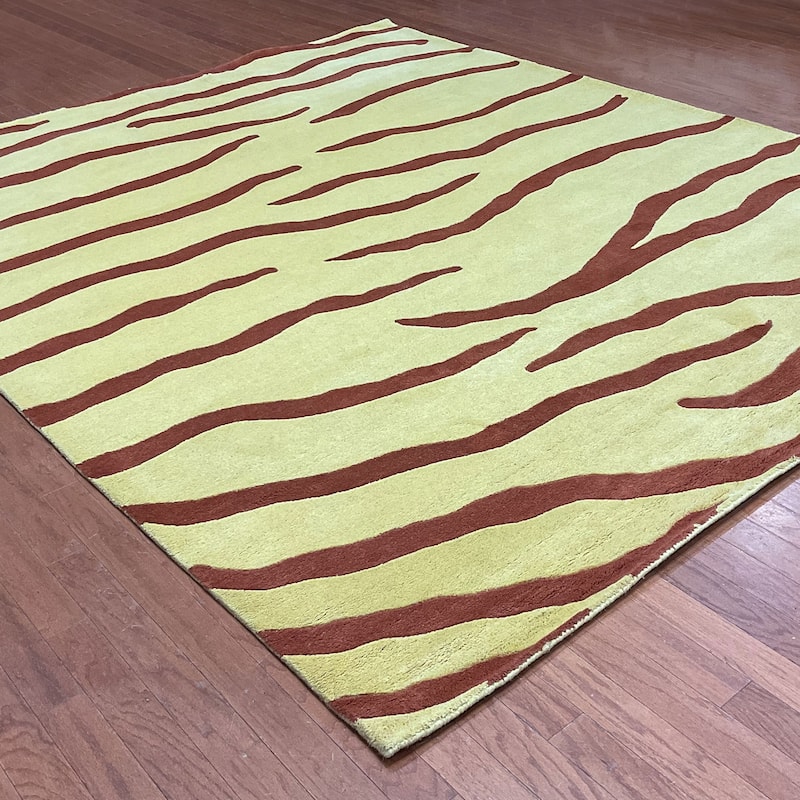 HERAT ORIENTAL Handmade Zebra Stripe Wool Rug