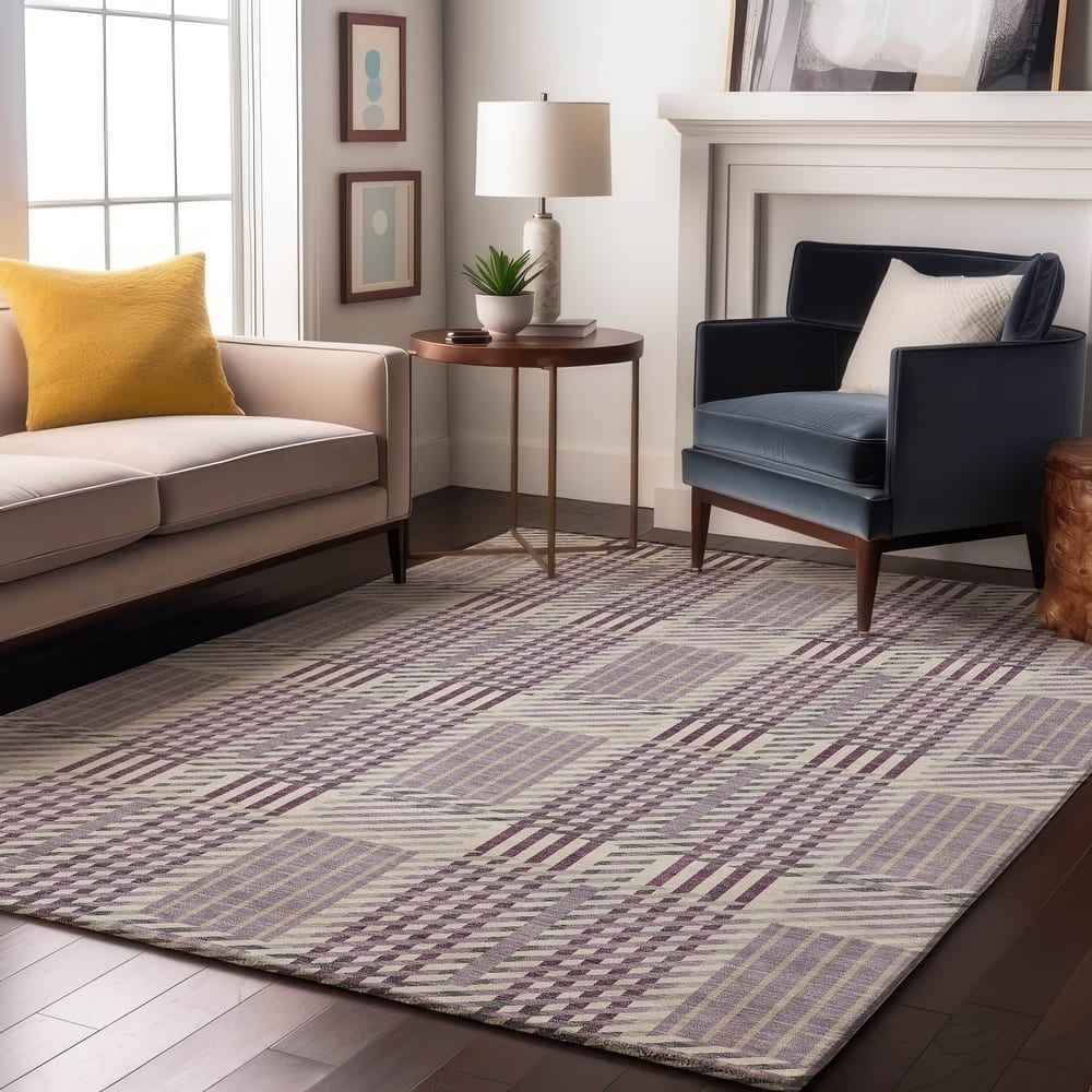 Premium Washable Super Soft Modern Plaid Mayfield Rug