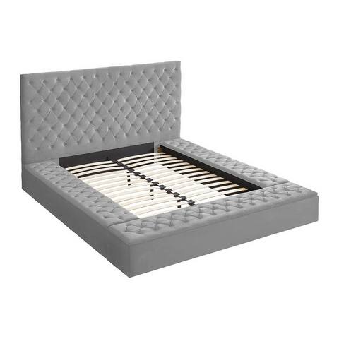 Better Home Cosmopolitan Velvet Upholstered Platform King Bed - Gray