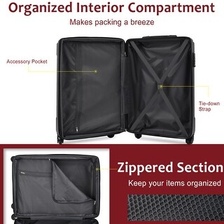 Red Luggage Sets 2 Piece Carry on Trunk Airline Approved,Hard Case ...