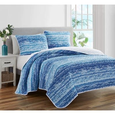 Coastal Stripes Soft Cotton Reversible Quilt Set