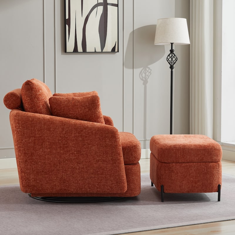 40.6" W Upholstered Swivel Accent Sofa Chair With Pillows