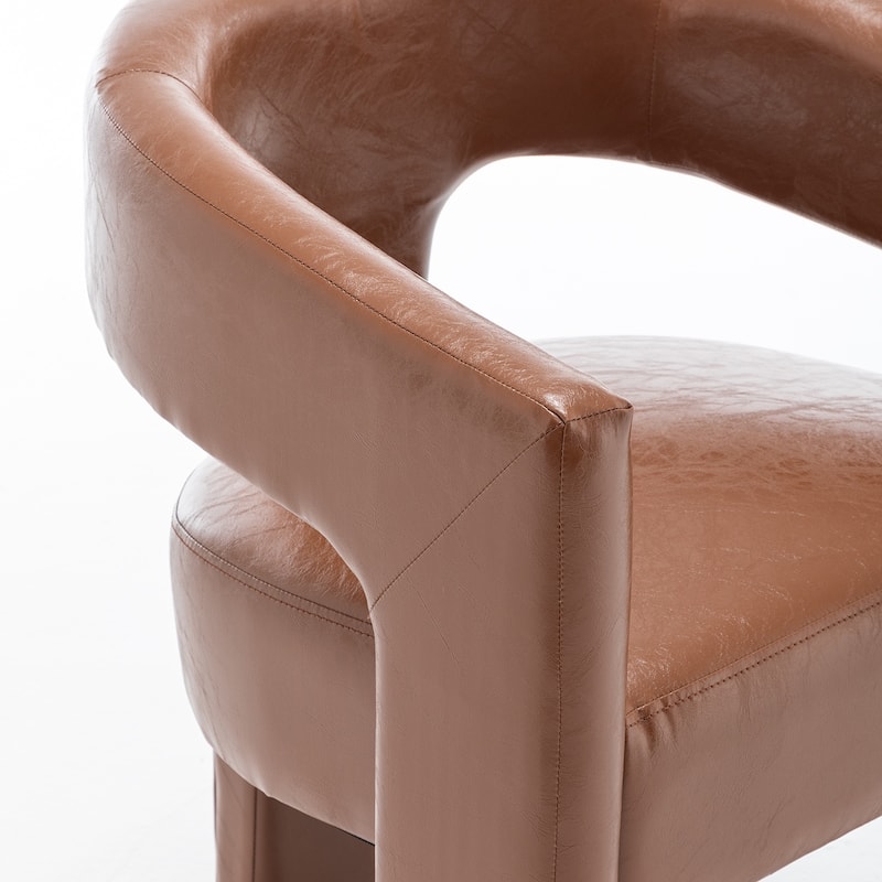 SEYNAR Modern Glam PU Leather Upholstered Dining Chair, Open-Back Accent Chair Set of 2