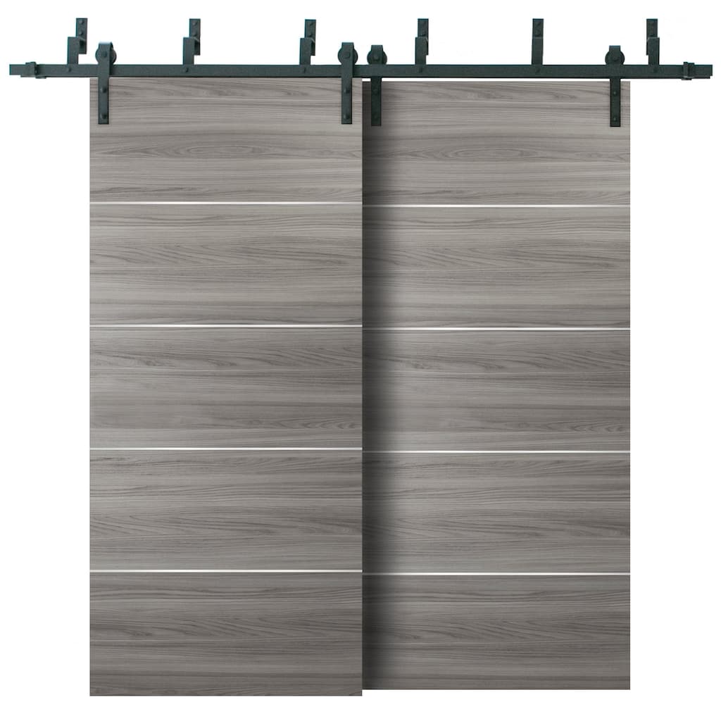 Double Bypass Barn Sliding Grey Doors6.6FT Rails
