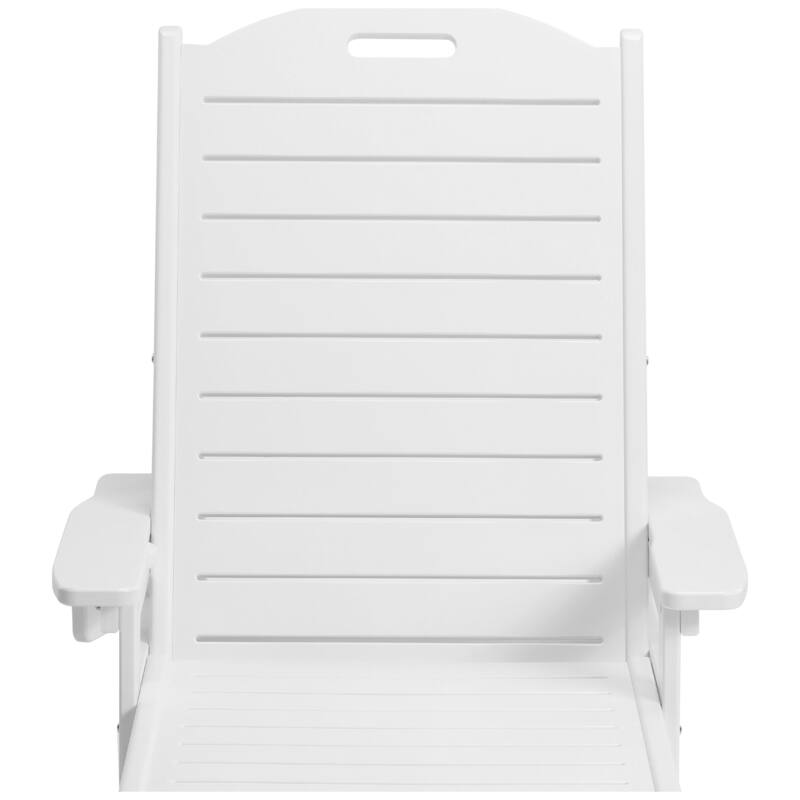 Brighton Outdoor Poly Reclining Chaise Lounge with Wheels & Cup Holder