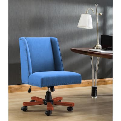 Porthos Home Hanzo Swivel Office Chair, Fabric Upholstery, Wooden Base
