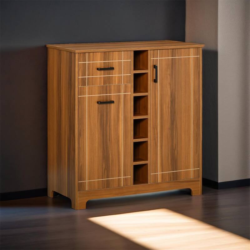 Retro Wine Cabinet for 6 Bottles,Sideboard with Glass Holders,1 Drawer