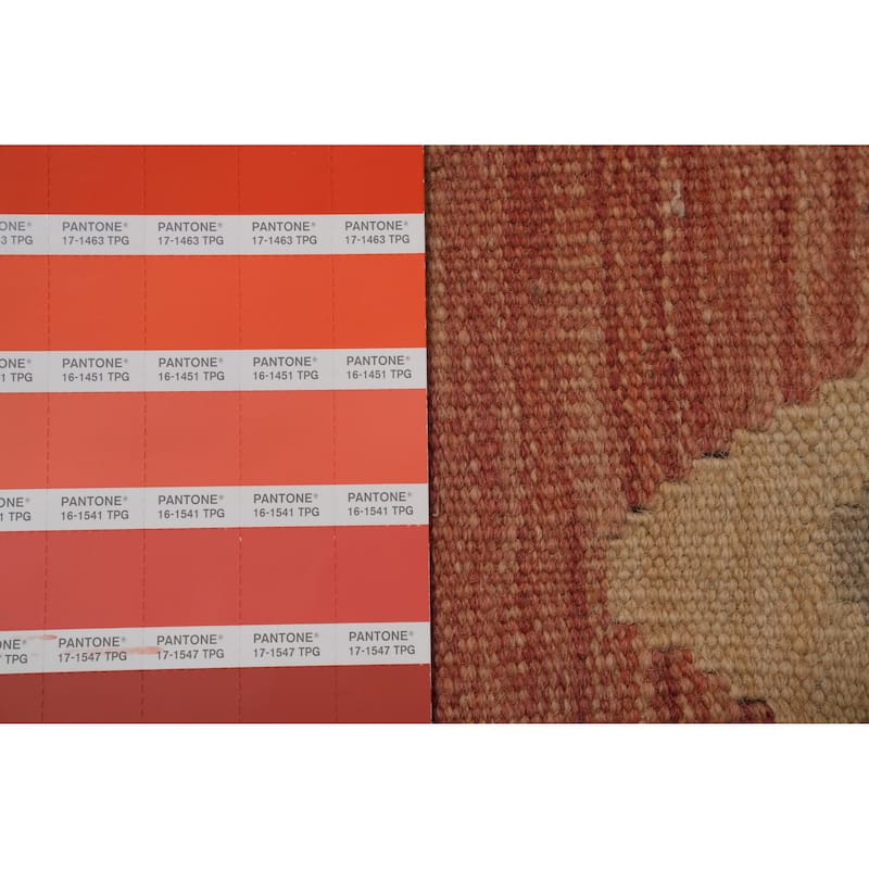 Hand Woven Oriental 100% Wool Carpet Southwestern Tribal Oranges & Rust Kilim Area Rug - 7' 10'' X 4' 9''