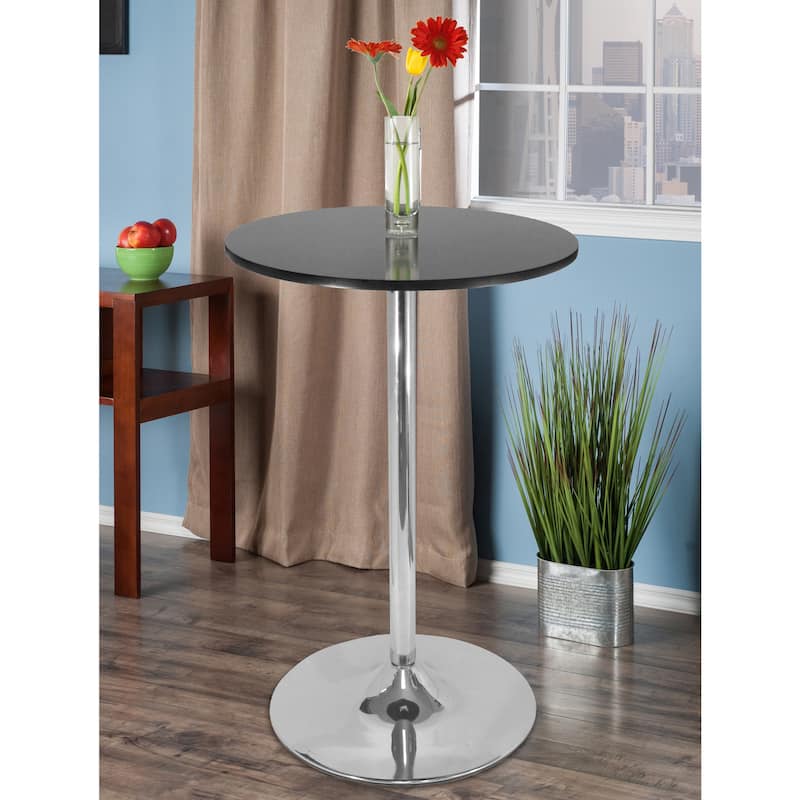 40" Black Round Spectrum Pub Table with Chrome Leg