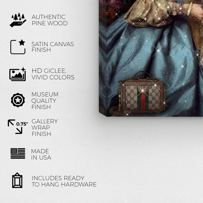 Wynwood Studio Canvas Fashion and Glam Luxe Girl with Dog Blue and Traditional Wall Art Canvas Print