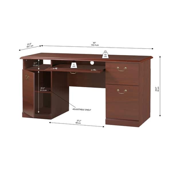 Executive Desk with Spacious Storage and Hidden Keyboard Tray - Cherry ...