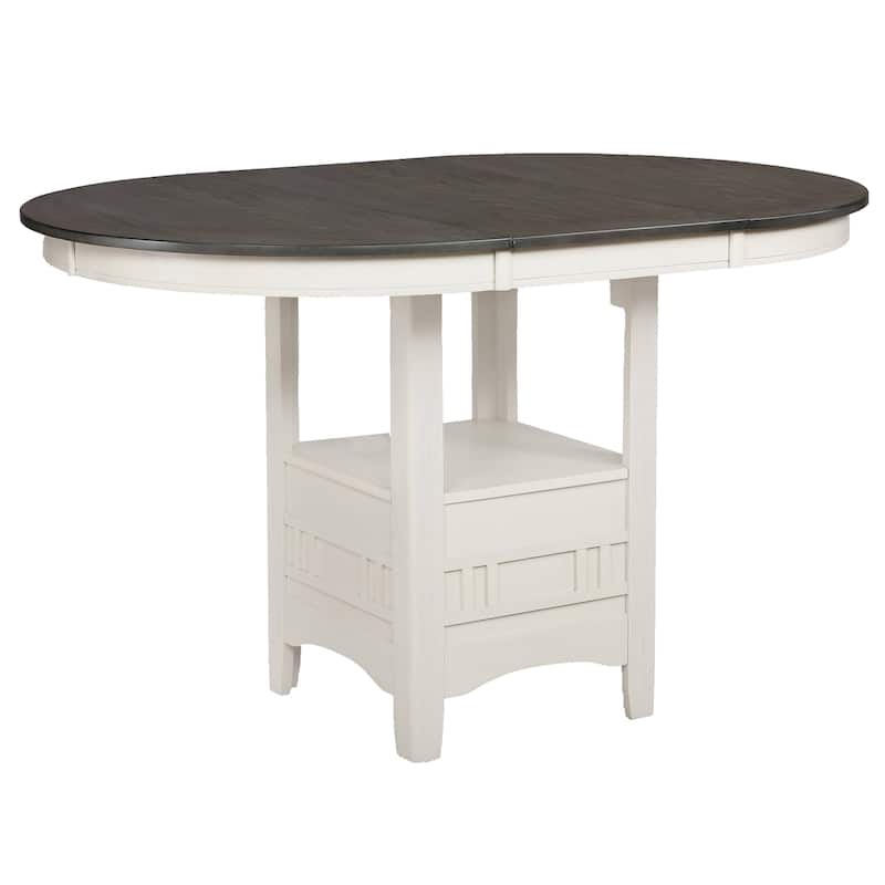 Counter Height Dining Table with Leaf - White and Gray Wood Frame, Rectangular Kitchen Island Table - 42