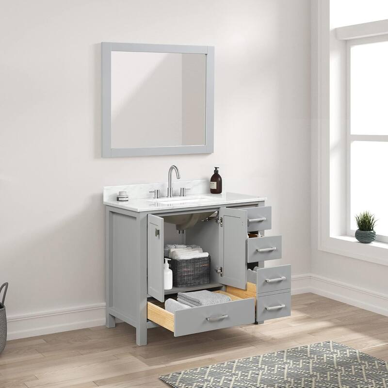 Blossom Geneva 36" Solid Wood Bathroom Vanity with Marble Top