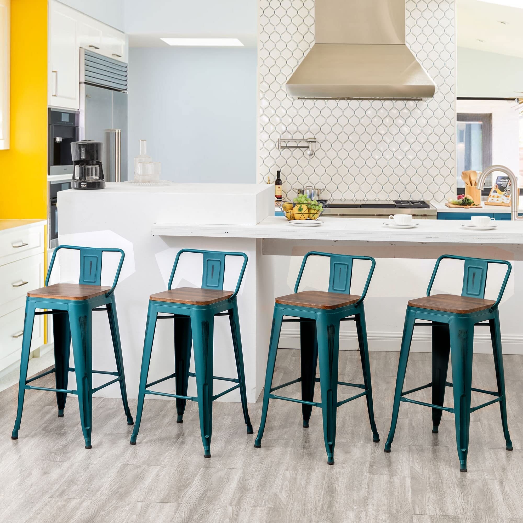 Teal metal bar best sale stools with backs