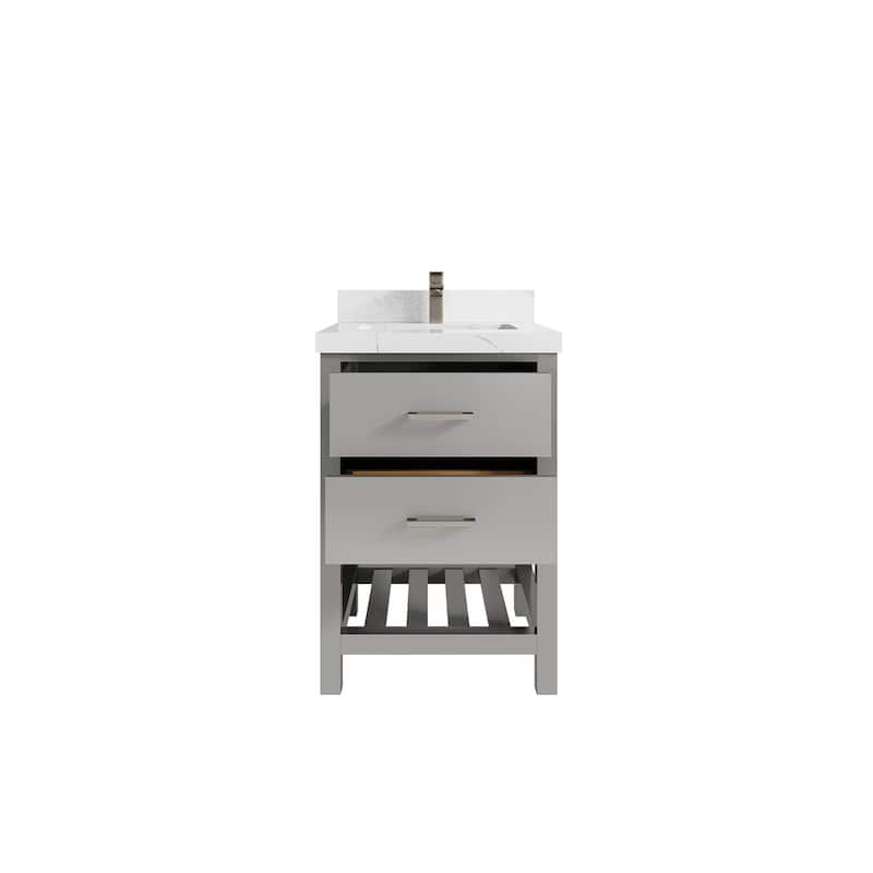 Willow Collections 24 x 22 Parker Single Bowl Sink Bathroom Vanity in Elephant Skin Grey with Countertop