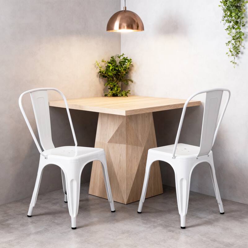 18" Modern Industrial Metal Stackable White Dining Chair, 2PCS - 18" W X 18" D X 33" H
