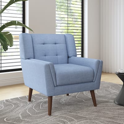 Modern Linen Accent Chair Tufted Armchair