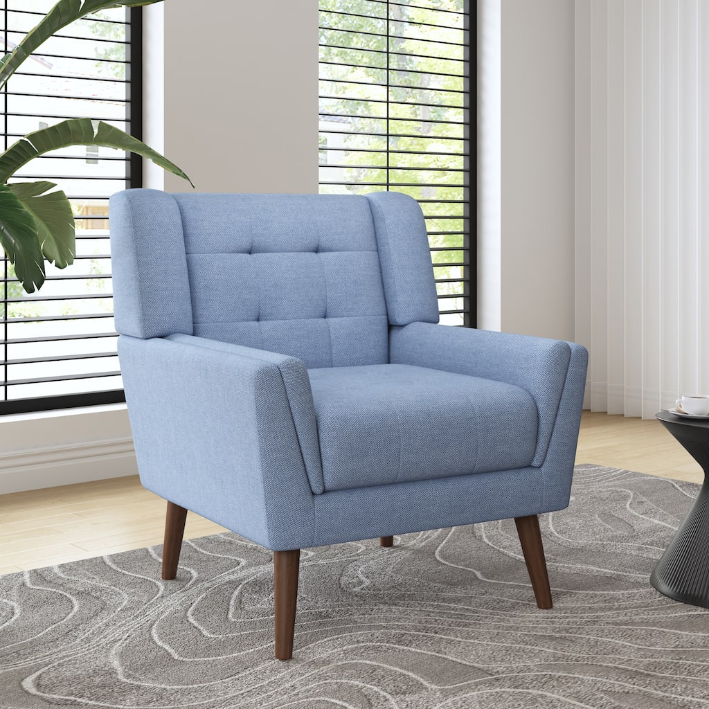 Modern Linen Accent Chair Tufted Armchair