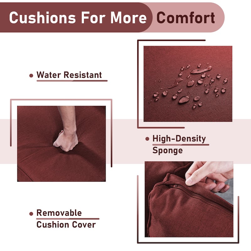 Fire Pit Table with Glider Chairs Sofa Chairs Brown-Red - Brown