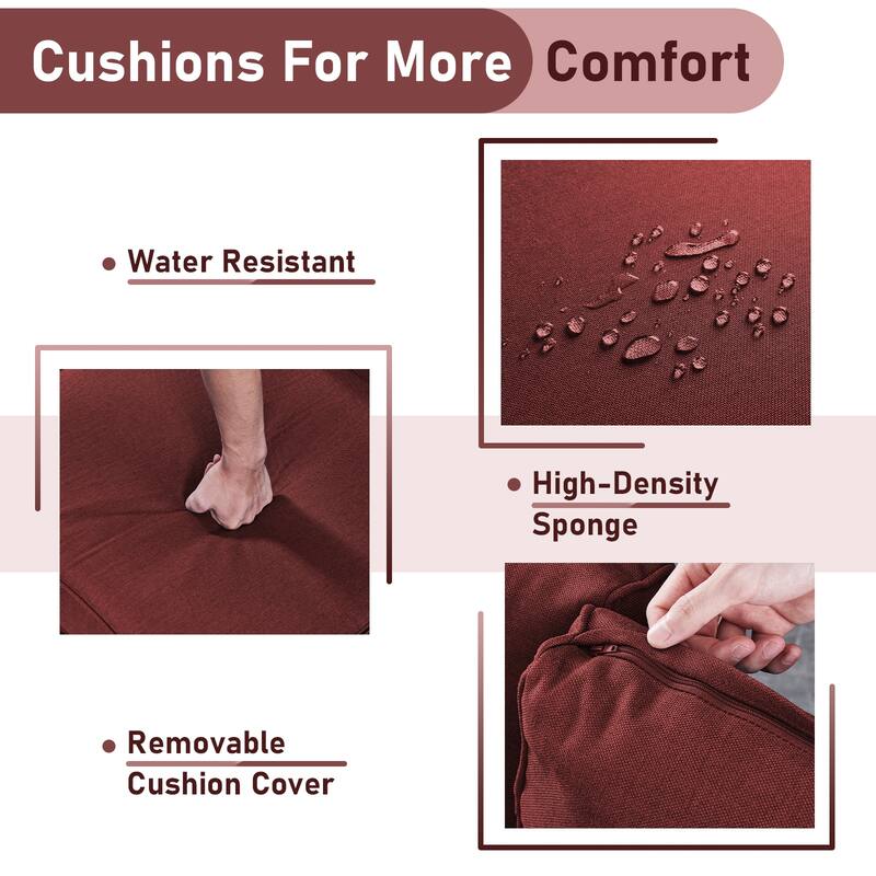 Outdoor Patio Chairs with Sofa Ottoman Brown-Red - Brown