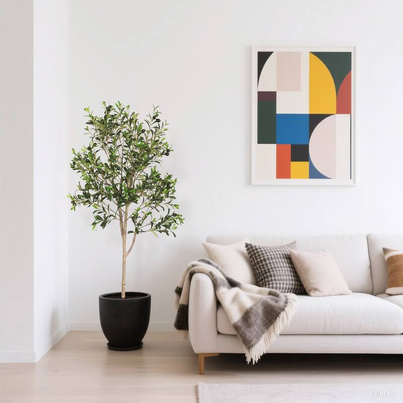 GDFStudio - Virelli 5FT Lifelike Olive Tree with Plastic Leaves and Realistic Trunk