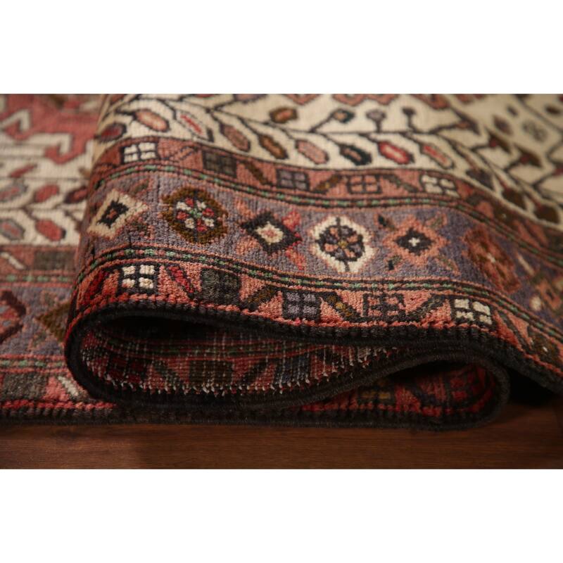 Geometric Heriz Persian Vintage Runner Rug Handmade Wool Carpet - 3'1"x 10'8"