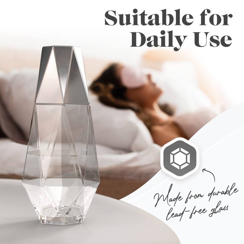 Fifth Avenue Crystal Geometric Glass Water Carafe and Tumbler - 37 Oz