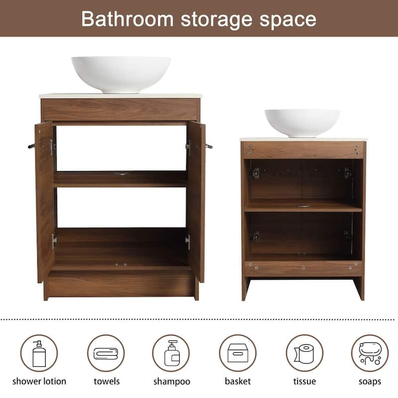24" Bathroom Vanity with Sink, 24 Inches FreeStanding Vanity, Modern Sink Vanity Combo, Floor Stand Vanity
