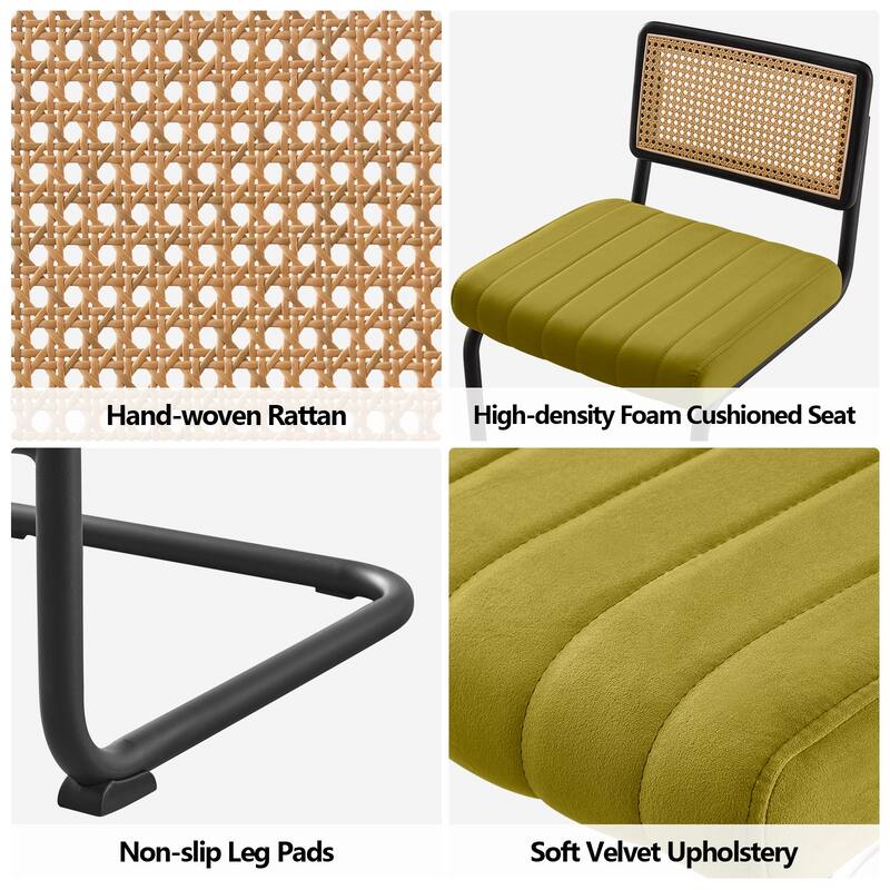 Velvet Upholstered Rattan Counter/Bar Stools, Set of 2/3
