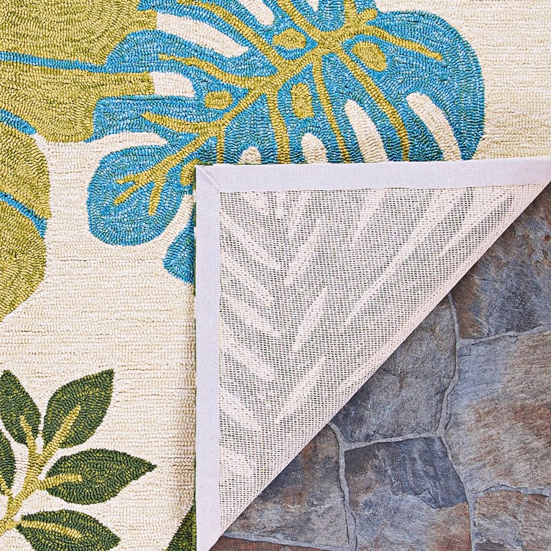 Dream Decor Rugs Miami Tropics Ivory Blue Indoor Outdoor Area Rug