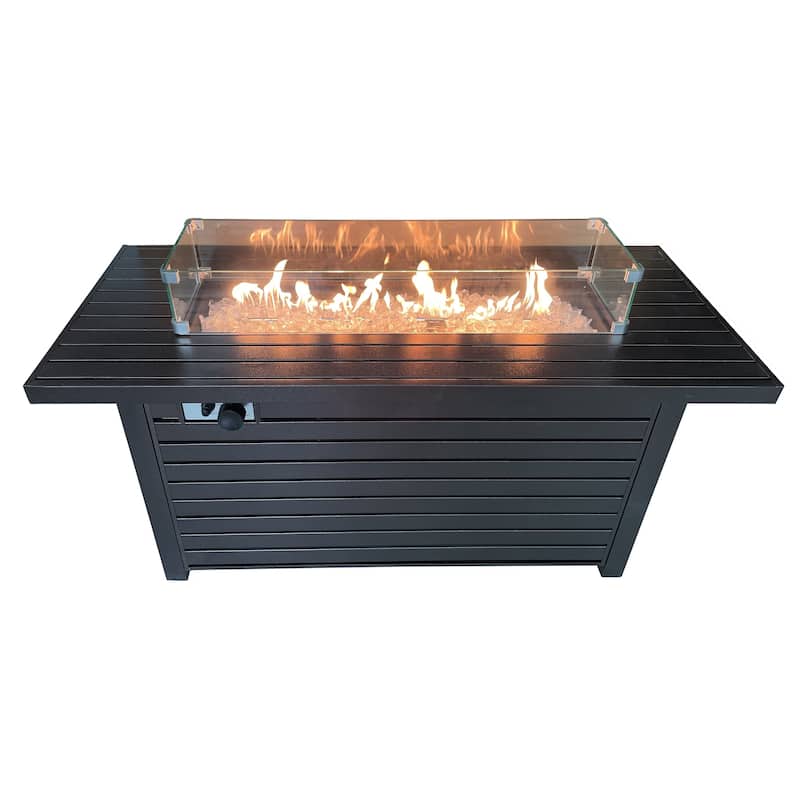 AZ Patio Heaters Outdoor Rectangle Fire Pit in Hammered Bronze - N/A
