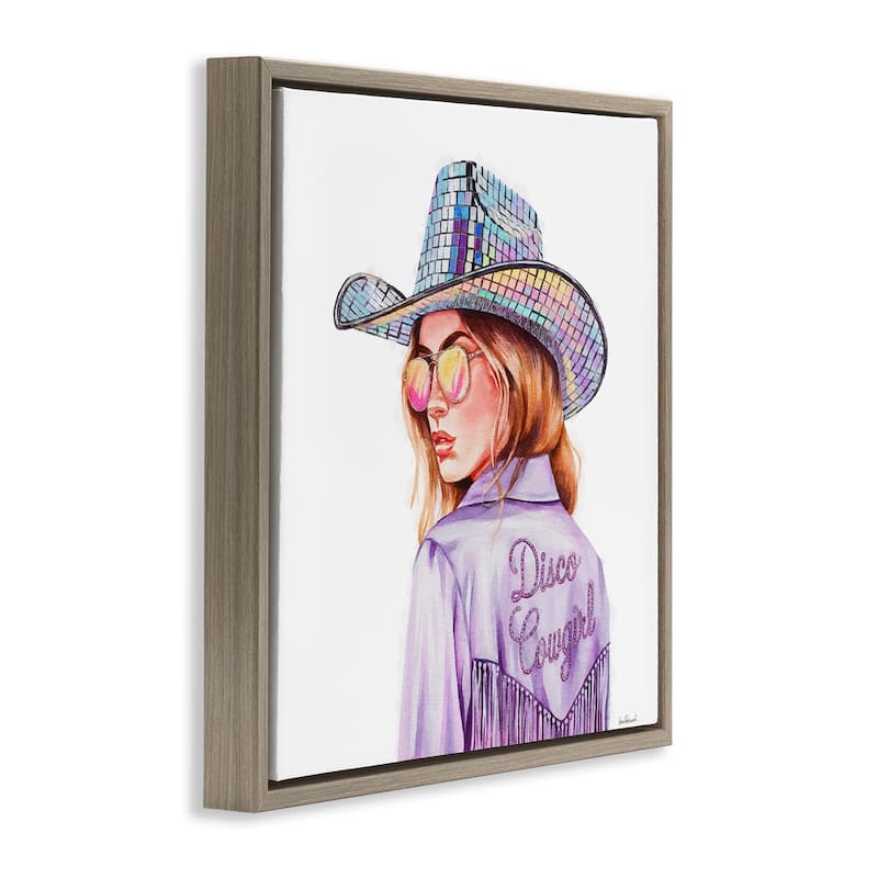 Stupell Purple Disco Cowgirl Framed Floater Canvas Wall Art Design By Amanda Greenwood