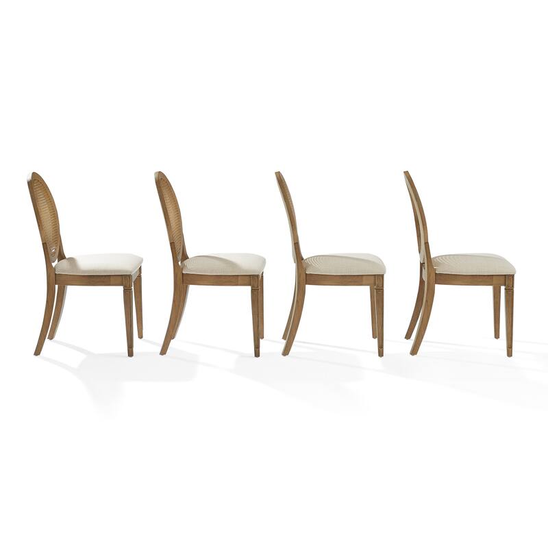 Crosley Katia 4-Piece Upholstered Cane-Back Dining Chair Set