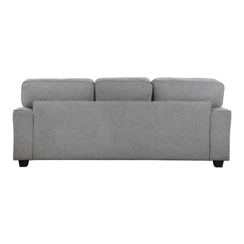 Brady Sofa with 4 Pillows, Gray Chenille, Nailhead Trim, 92 Inch