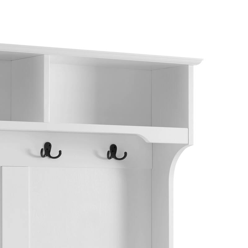 Modern Minimalist Freestanding Wooden Storage Hall Tree with Solid Wood Legs